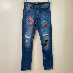 Guess Los Angeles Utility Fit Men’s Distressed Dark Wash Jeans (size: 30)